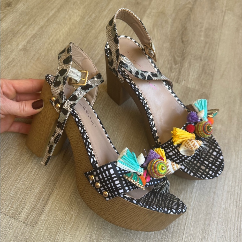 Betsey Johnson Multicolor Tassel Platform Heels